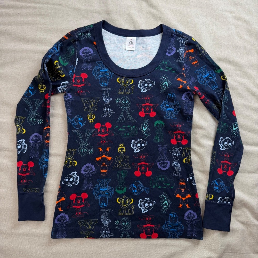 Hanna Andersson Disney 100 Organic Cotton OEKO-TEX Pajama Top Navy Blue XS Peru